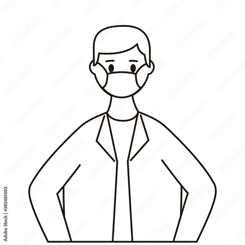 male doctor wearing medical mask line style icon male doctor wearing medical mask line style icon