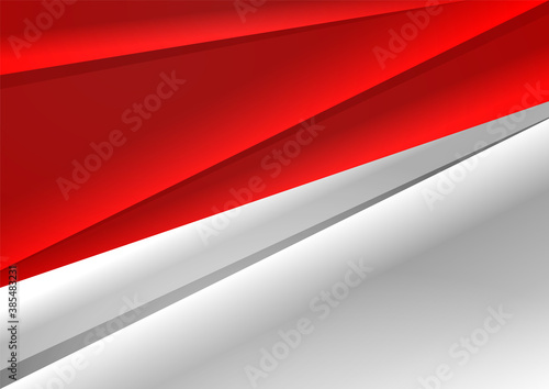 Red-white background in the form of a flag. Template for presentations, brochure covers for Indonesia, Singapore, Monaco