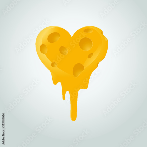 Vector illustration of delicious fresh melting heart shape cheese with 3D look for background, advertisement, poster, etc 