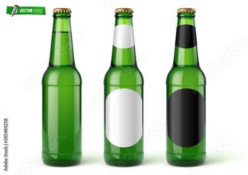 Bouteilles de bière vectorielles sur fond blanc