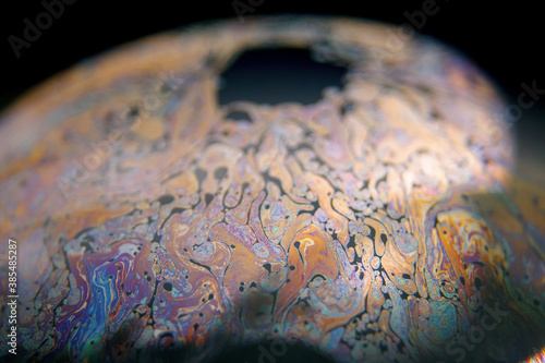 Bubble. Close-up soap patterns. Macro photo.