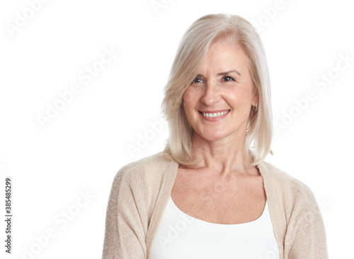 Portrait of a senior woman is smiling. Cheerful retired lady