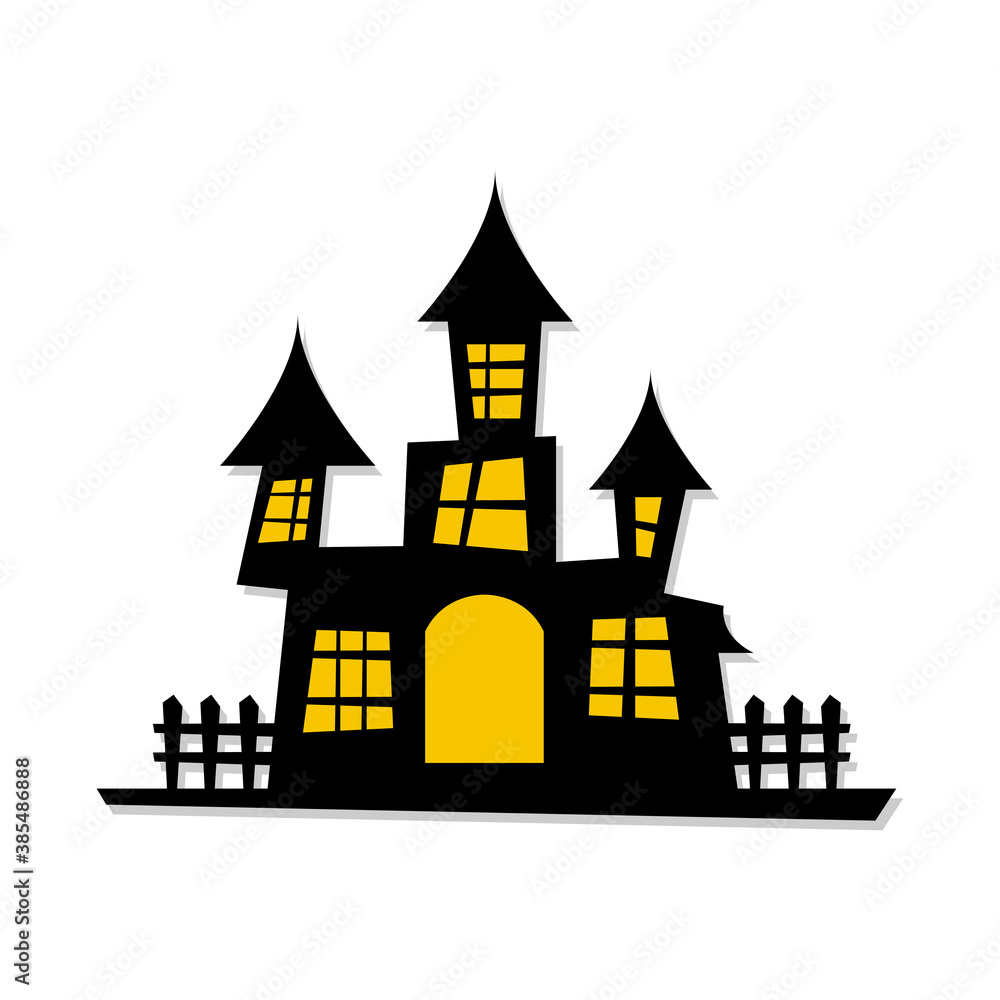 illustration of ghost houses. Halloween theme. Design elements for poster, greeting card, invitation. Vector illustration