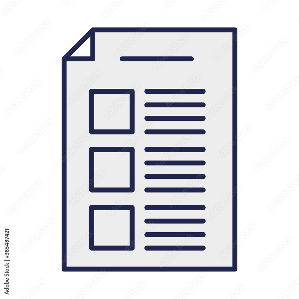 vote paper with options line and fill style icon vector design vote paper with options line and fill style icon vector design