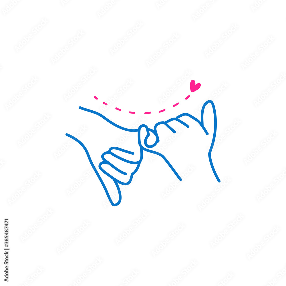 Fototapeta premium hand Pinky promise sign vector. Clench a fist with little finger extended and love