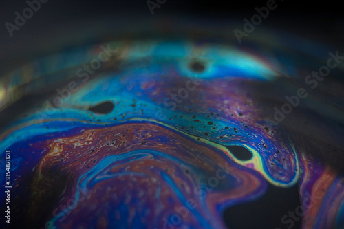 Bubble. Close-up soap patterns. Macro photo.