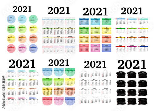 Calendar for 2021 isolated on a white background