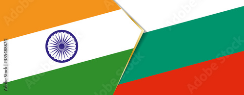 India and Bulgaria flags, two vector flags.