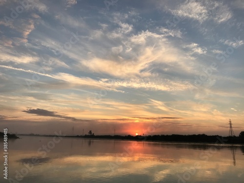 sunset over the river