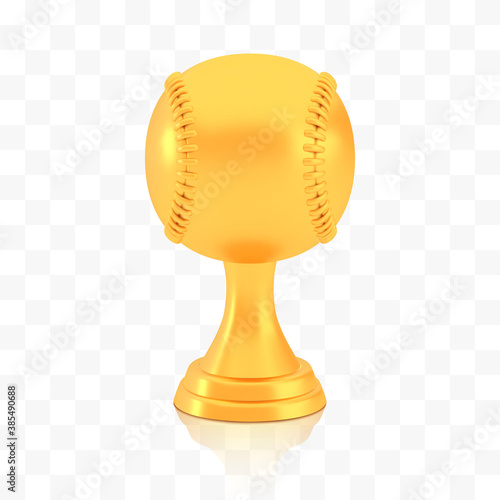 Winner baseball cup award, golden trophy logo isolated on white transparent background
