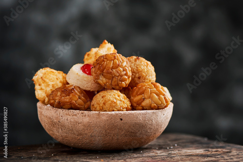 panellets, typical confection of Catalonia, Spain photo