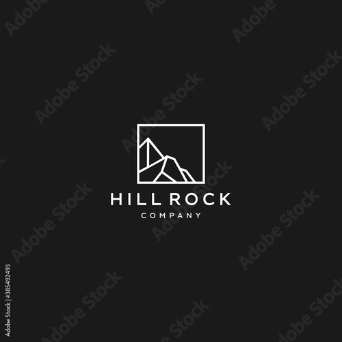 geometric rock stone mount peak landscape logo icon, rock peak outdoor logo vector template