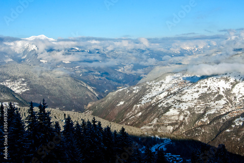 French Alps from Courchevel La Tania Les Trois Vallees 3 Valleys ski area France