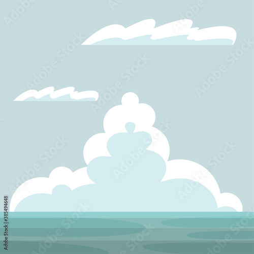 Sea with clouds landscape background vector design