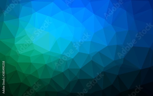 Dark Blue, Green vector polygon abstract background.