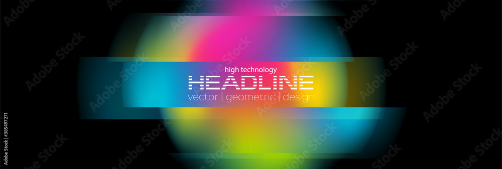 Colorful distorted circle abstract geometric background. Liquid holographic gradient glitch sphere. Vector banner design