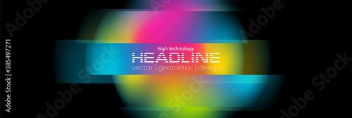 Colorful distorted circle abstract geometric background. Liquid holographic gradient glitch sphere. Vector banner design