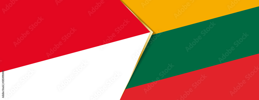 Indonesia and Lithuania flags, two vector flags. Indonesia and Lithuania flags, two vector flags.