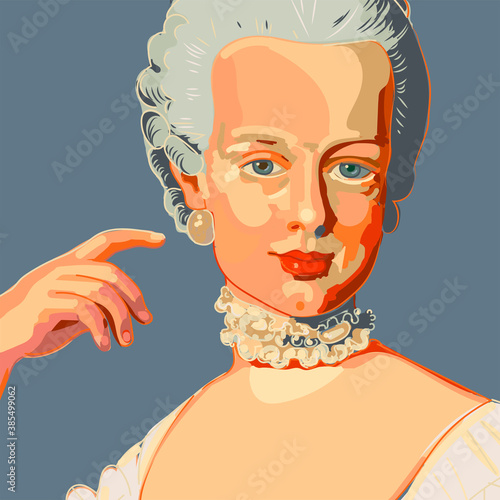 vektorillustration einer Prinzessin aus der zeit des Rokoko 