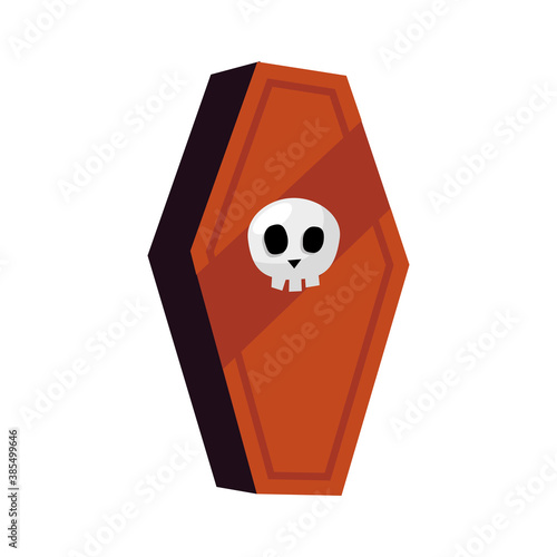 halloween coffin with skull vector design