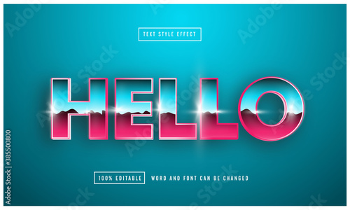 Hello Retro chrome Text effect editable premium free downloa