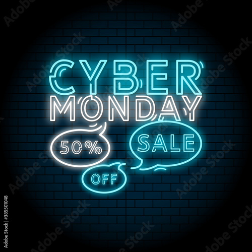 Big sale Cyber Monday neon sign banner	