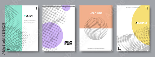 Set of Minimal Cover Templates in Muted Colors. Vector Flat Illustration.