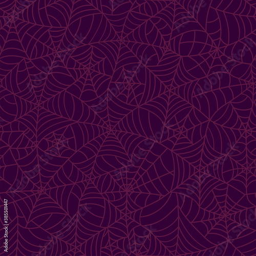 Interwoven hand drawn spider web seamless pattern, great as Halloween background, textiles, banners, wallpapers - vector design