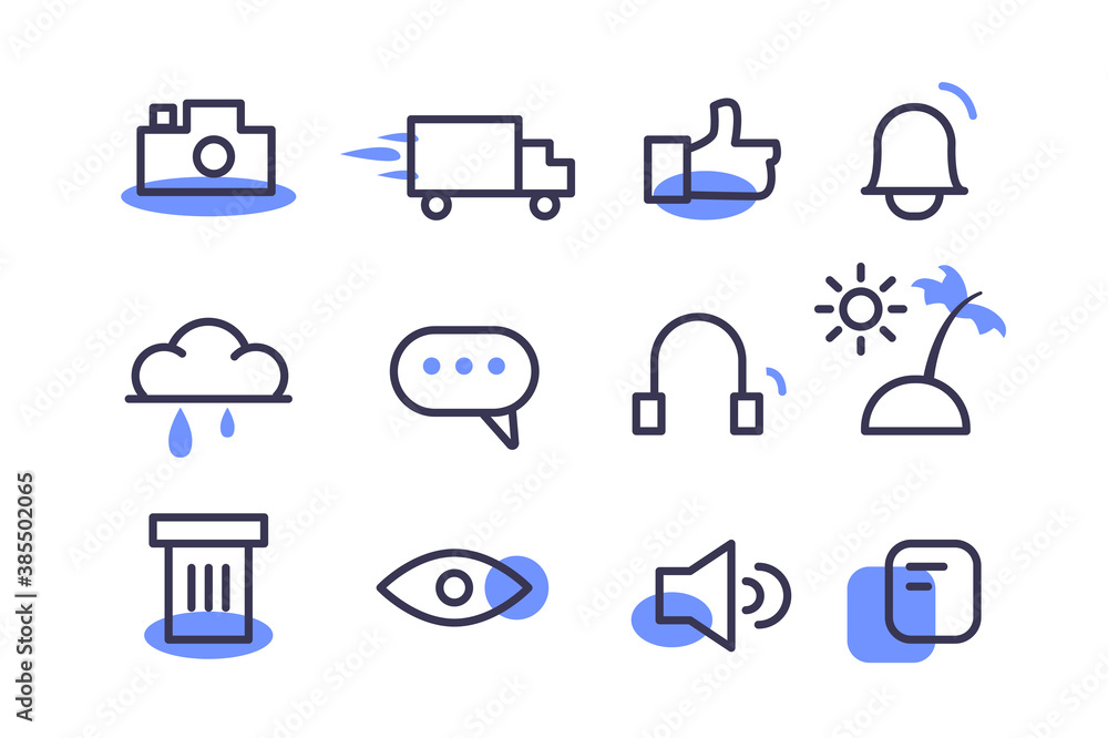 Set of modern design outline icons isolated on white background, flat vector illustration Set of modern design outline icons isolated on white background, flat vector illustration