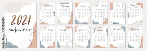 Calendar 2021. Yearly Planner with all Months.