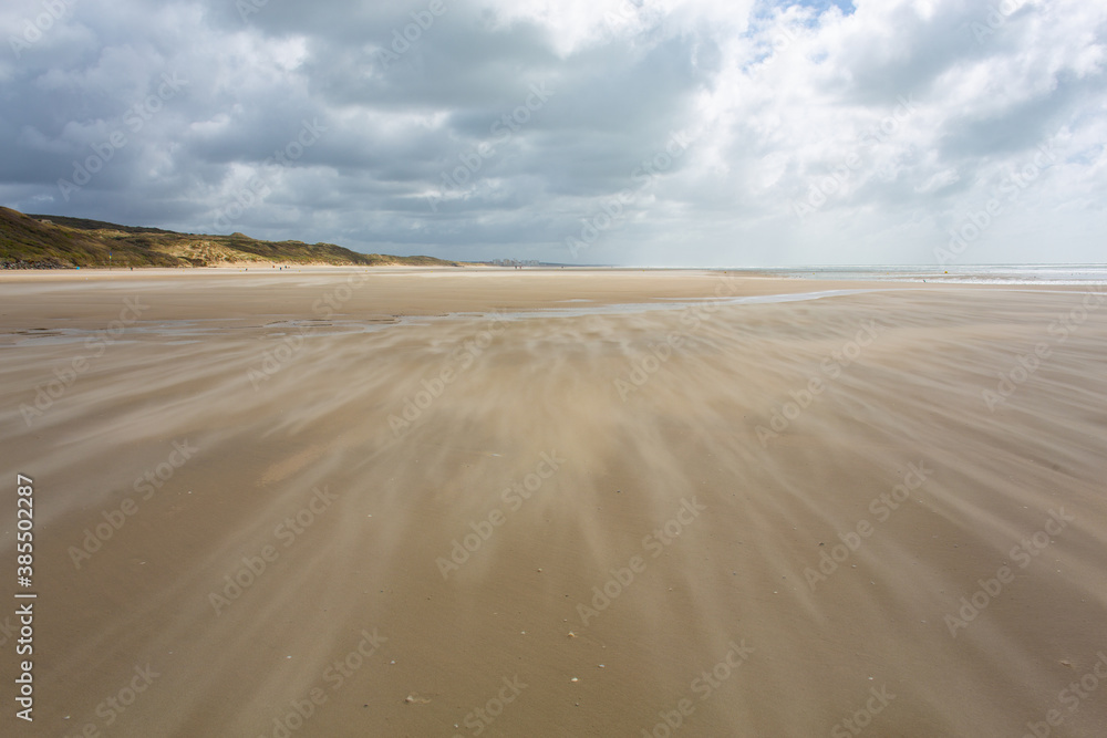 Beautiful sand beach in Equihen-Plage, Atlantic ocean in France