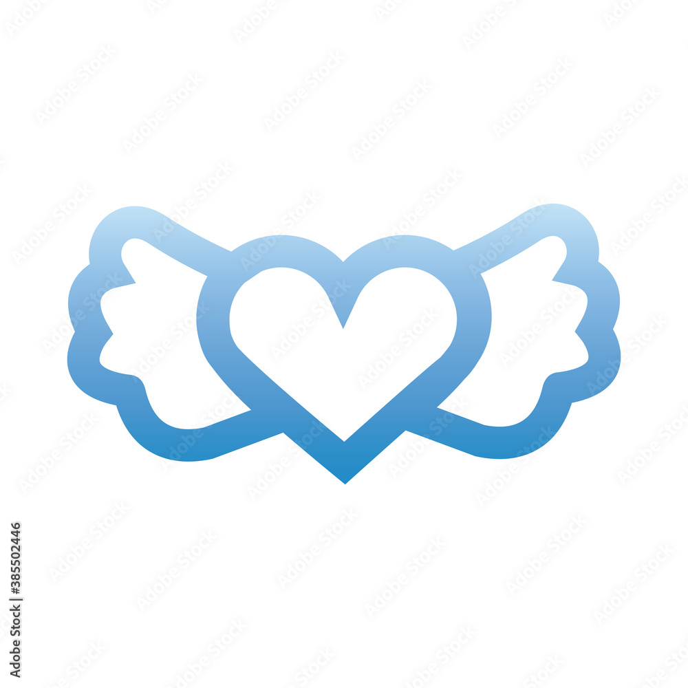 heart love with wings degradient style icon heart love with wings degradient style icon