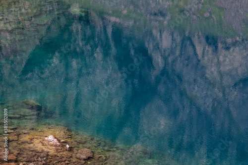 Blue waters of Lac Crozet, a lake in Belledonne mountain range
