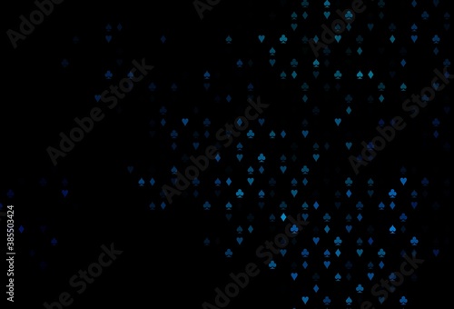 Dark BLUE vector texture with playing cards.