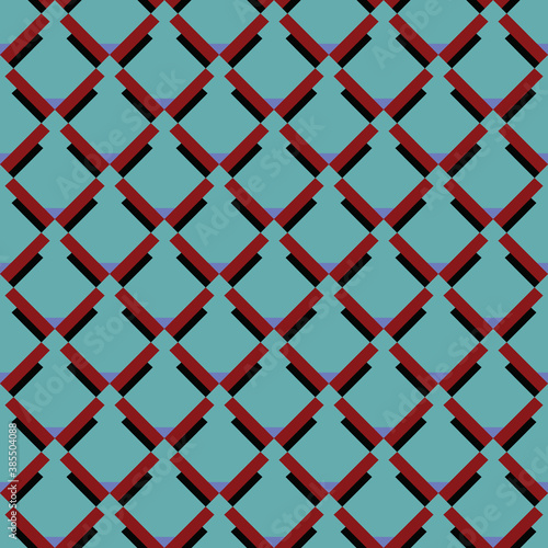 Vector seamless pattern background texture with geometric shapes, colored in blue, red, black colors.