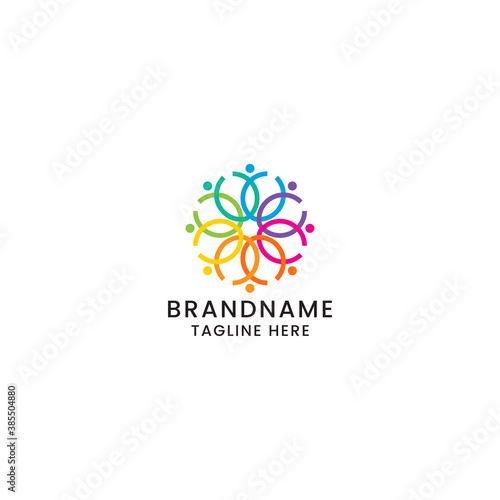 Abstract colorful people logo icon design template premium vector