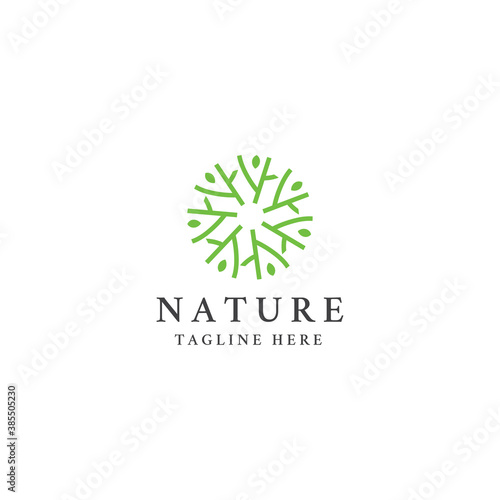 Abstract circle nature logo icon design template. Leaf, tree, ornament vector