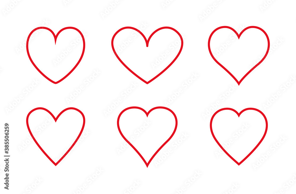 Heart thin line icons set isolated on white background. Modern collection of different linear hearts for love icon, love logo and Valentine's day. Creative art concept, outline heart vector Heart thin line icons set isolated on white background. Modern collection of different linear hearts for love icon, love logo and Valentine's day. Creative art concept, outline heart vector