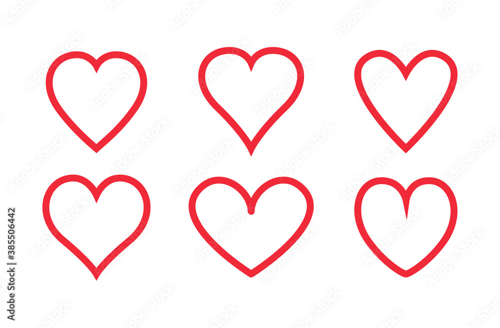 Heart thin line icons set isolated on white background. Modern collection of different linear hearts for love icon, love logo and Valentine's day. Creative art concept, outline heart vector Heart thin line icons set isolated on white background. Modern collection of different linear hearts for love icon, love logo and Valentine's day. Creative art concept, outline heart vector