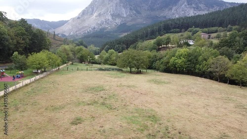 aerial shots of the valley of atxondo in the basque country, spain photo