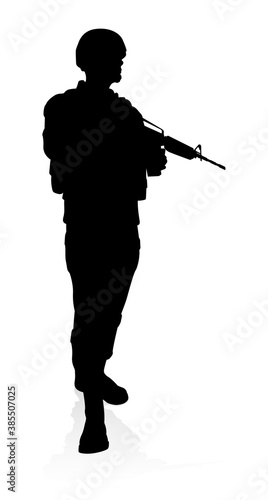 Fotografie, Tablou Military army armed forces soldier silhouette