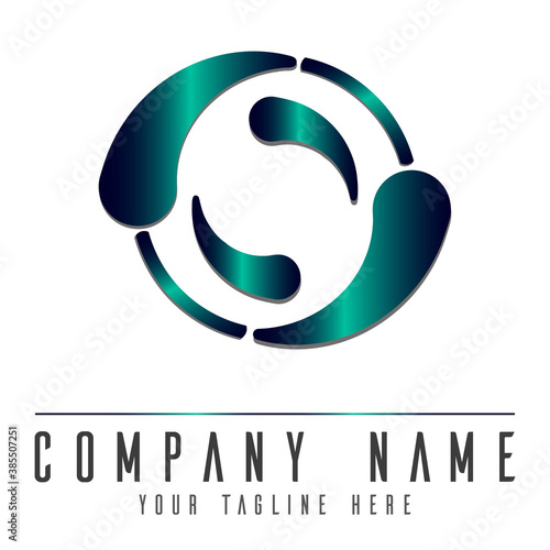 Abstract logo, for your business. Circle metallic logo.