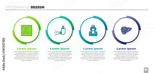 Set Clinical record, Inhaler, Nurse and Hepatitis virus. Business infographic template. Vector.