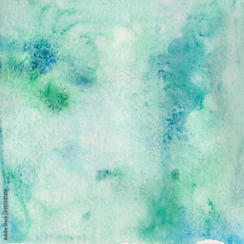 Blue and green hand drawn watercolor background 
