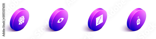 Set Isometric Psoriasis or eczema rash, Blindness, Scar with suture and Liquid antibacterial soap icon. Vector.