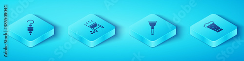 Set Isometric Grilled shish kebab, Barbecue grill, Glass of beer and Spatula icon. Vector.
