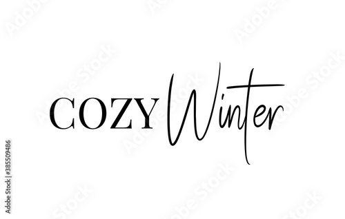 Cozy winter text typography card lettering. Design template Celebration typography banner, poster or greeting card for happy new year. Happy new year vector Illustration.