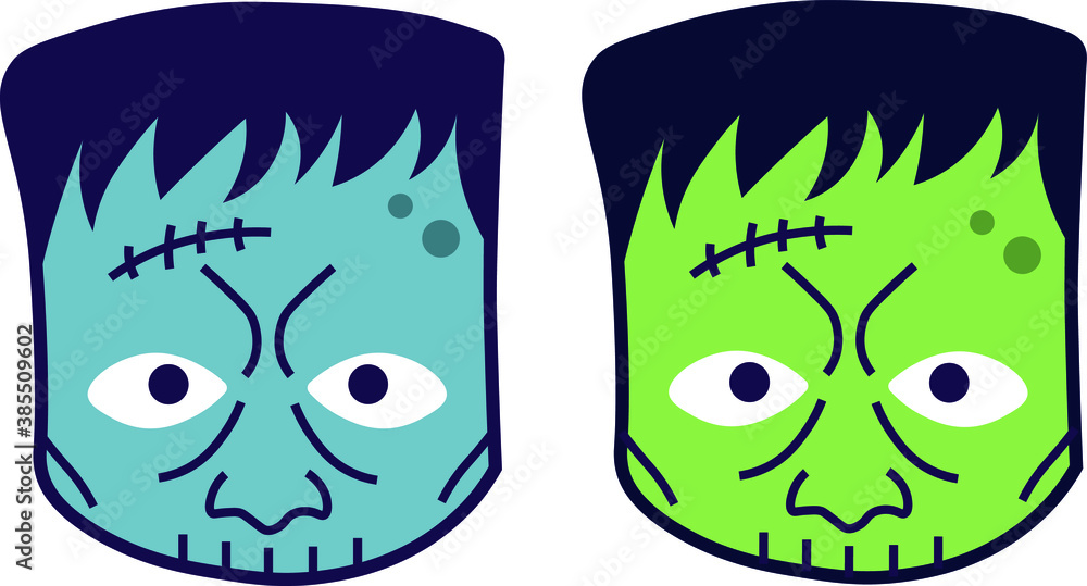 Fototapeta premium Zombie head helloween vector illustration set 