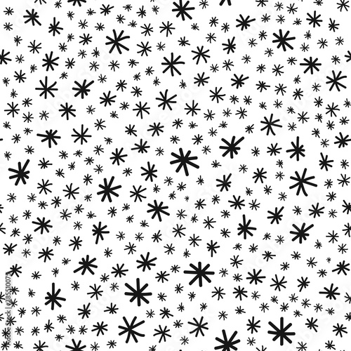 Seamless pattern with Christmas tree and snowflake for winter holidays design.