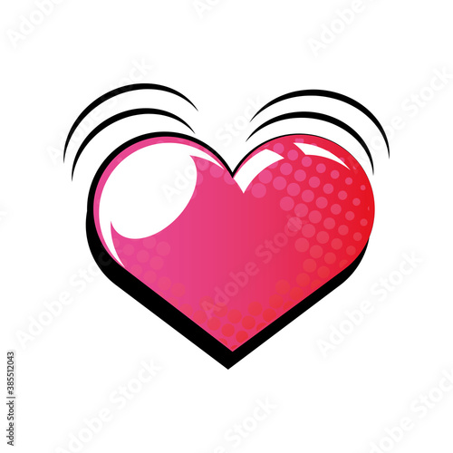 pop art style heart on white background